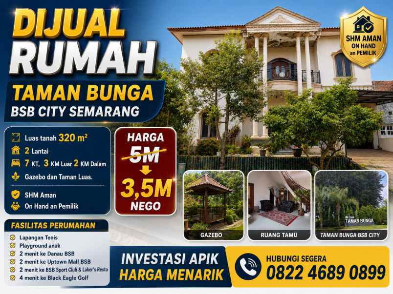dijual rumah graha taman bunga bsb city