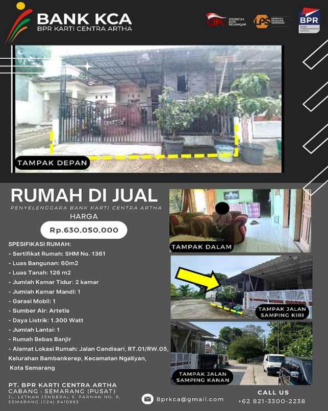 dijual rumah jl candisari rt 01 rw 05