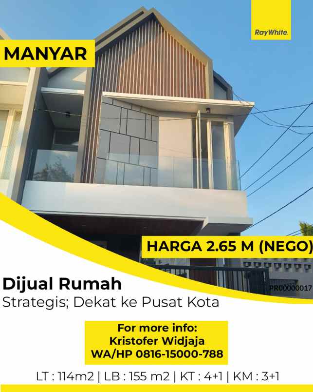 dijual rumah manayr tirtoyoso utara