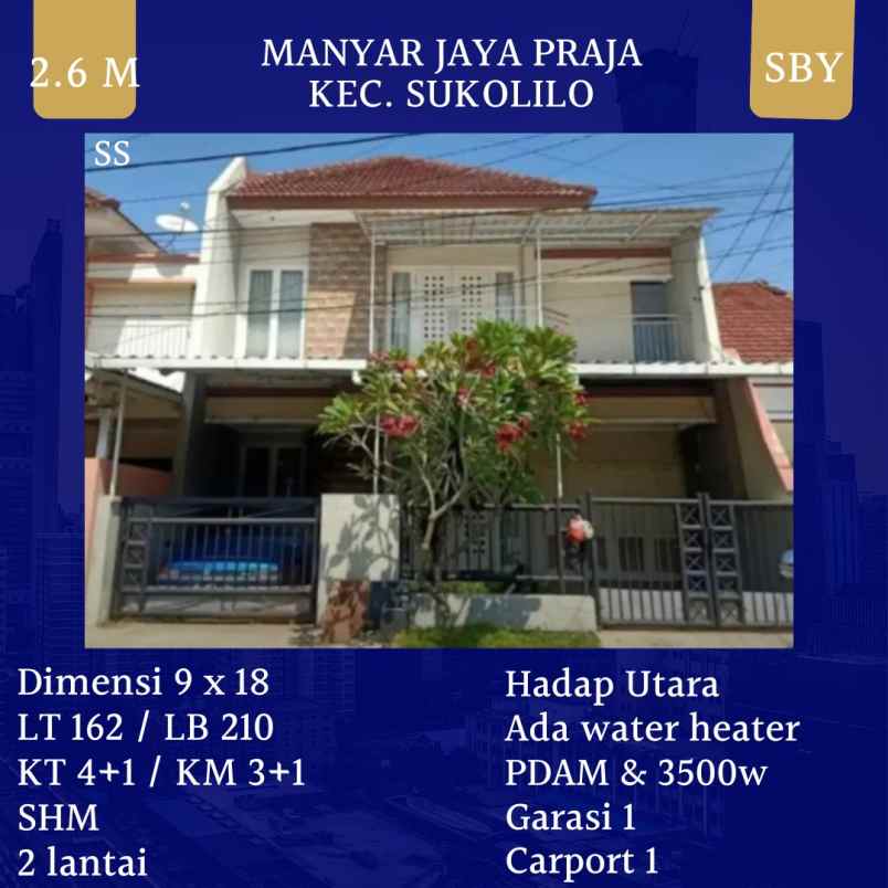 dijual rumah manyar jaya praja