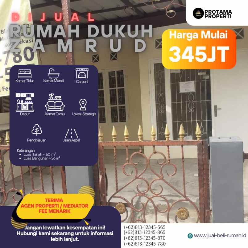 dijual rumah mutiara dukuh zamrud blok