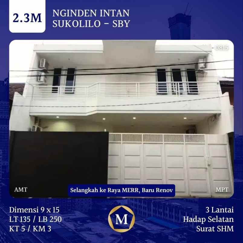 dijual rumah nginden intan surabaya