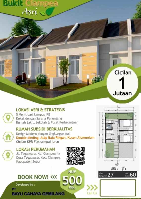 dijual rumah tegal waru kec ciampea