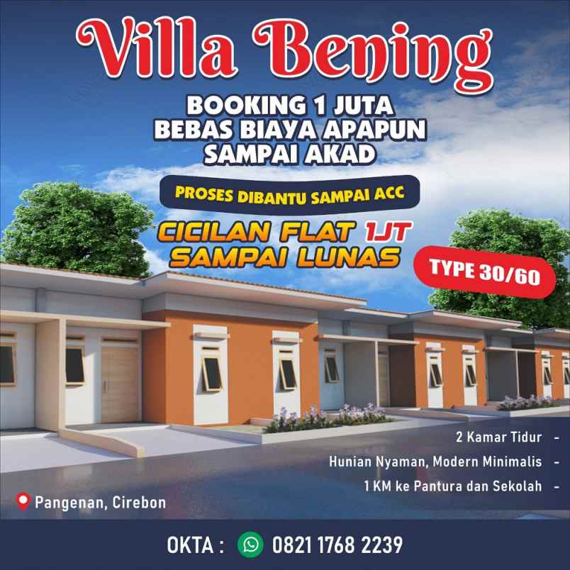 dijual rumah villa bening jl pangenan