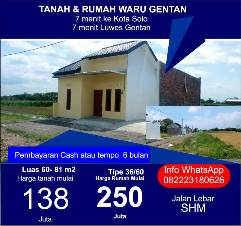 dijual rumah waru baki sukoharjo gentan