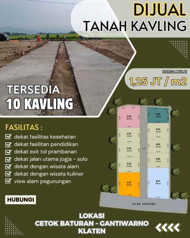 dijual tanah baturan gantiwarno klaten