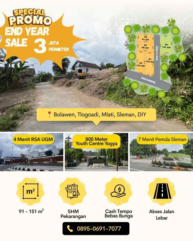 dijual tanah bolawen utara rsa ugm