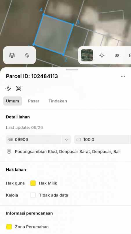 dijual tanah jl pura banyu kuning