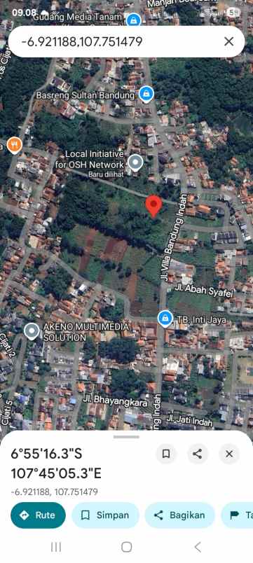 dijual tanah jl villa bandung indaj