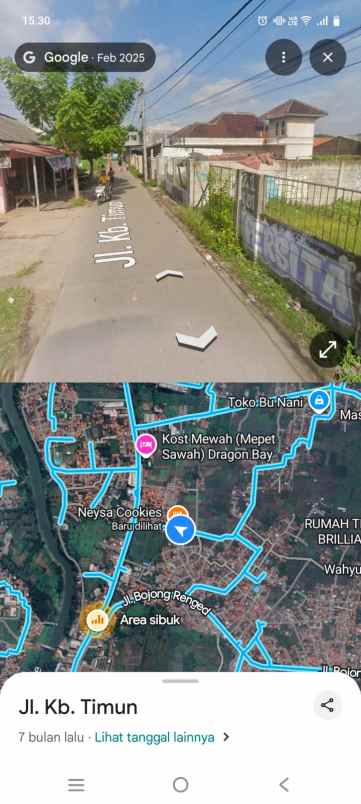dijual tanah kosong jl raya kampung melayu tangerang
