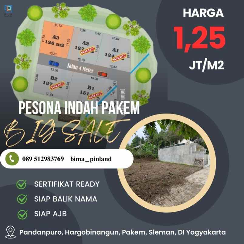 dijual tanah pandanpuro hargobinangun