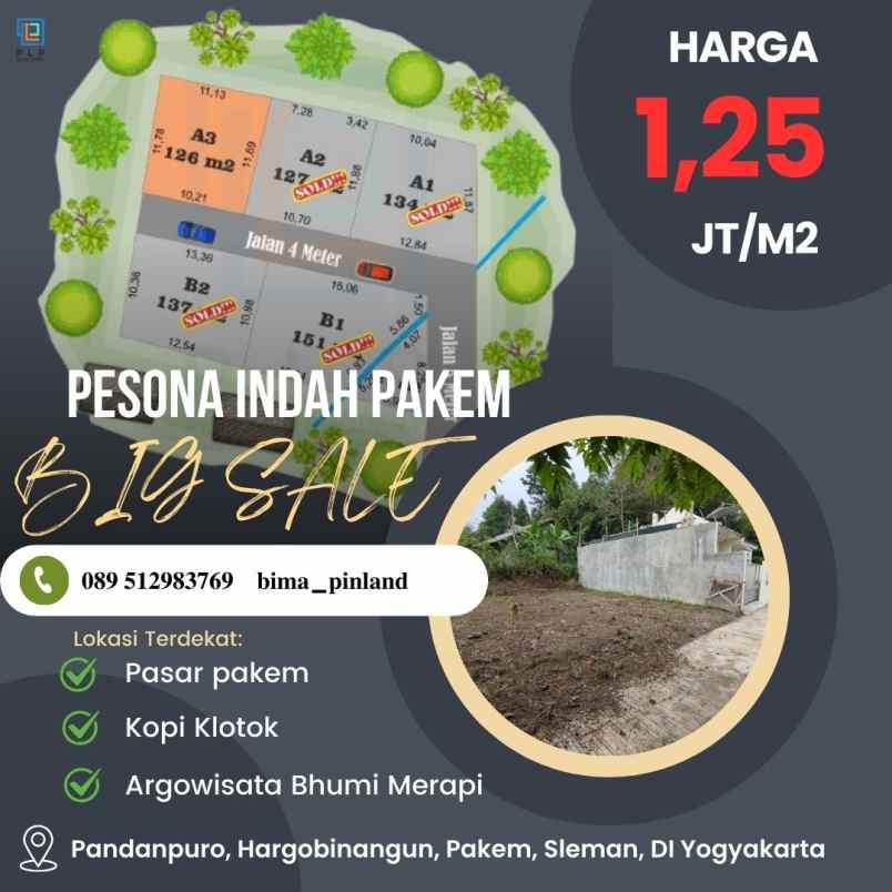 dijual tanah pandanpuro hargobinangun