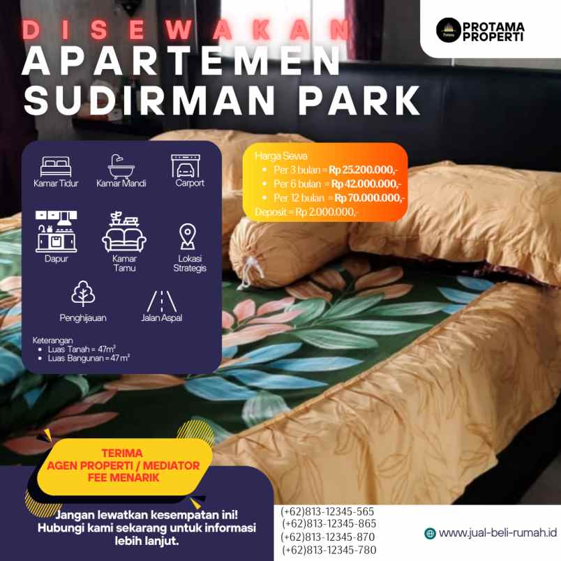 disewakan apartemen sudirman park 2 kt 1 km