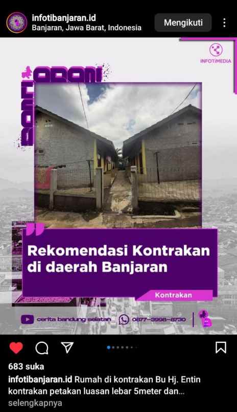 disewakan rumah jl astaraja banjaran