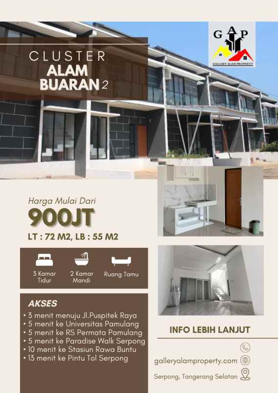 jual rumah siap huni cluster alam buaran 2