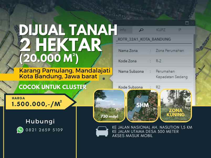 jual tanah 2 ha cocok untuk cluster kota bandung