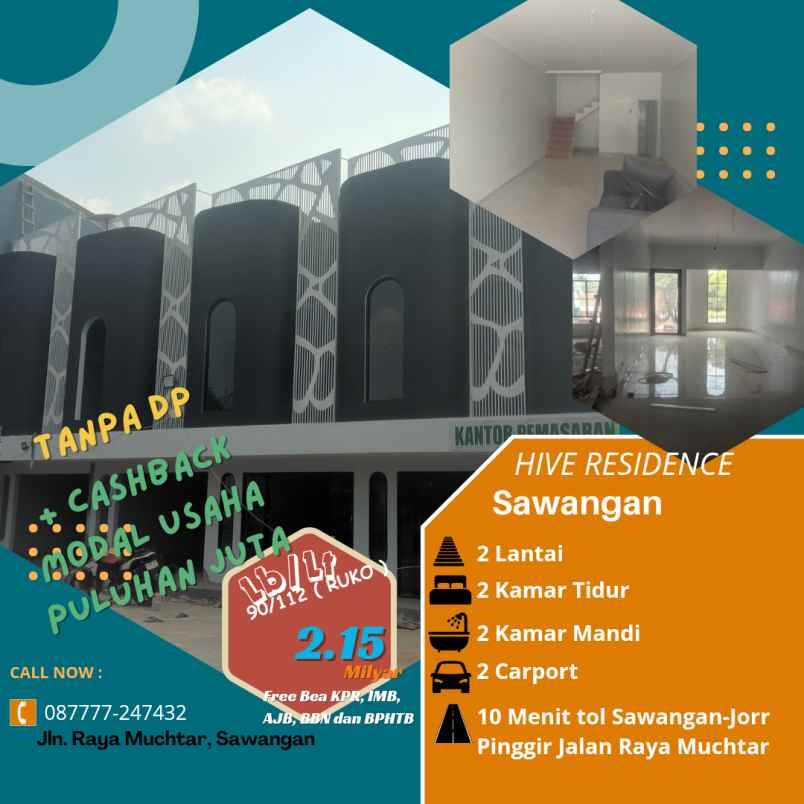 ruko siap pakai dp 0 modal usaha sawangan depok