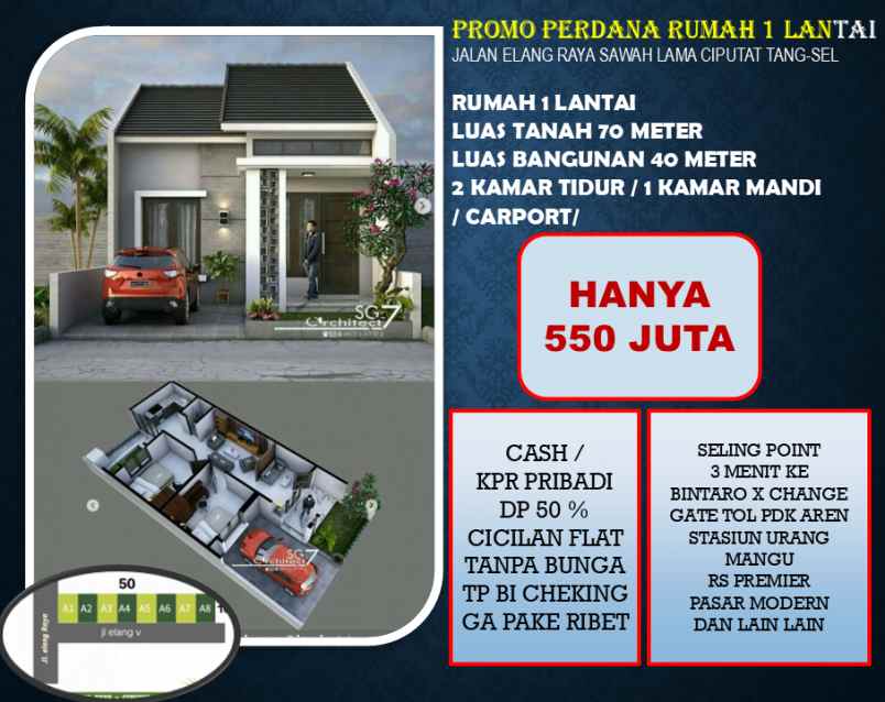 rumah cantik cuma 550 juta