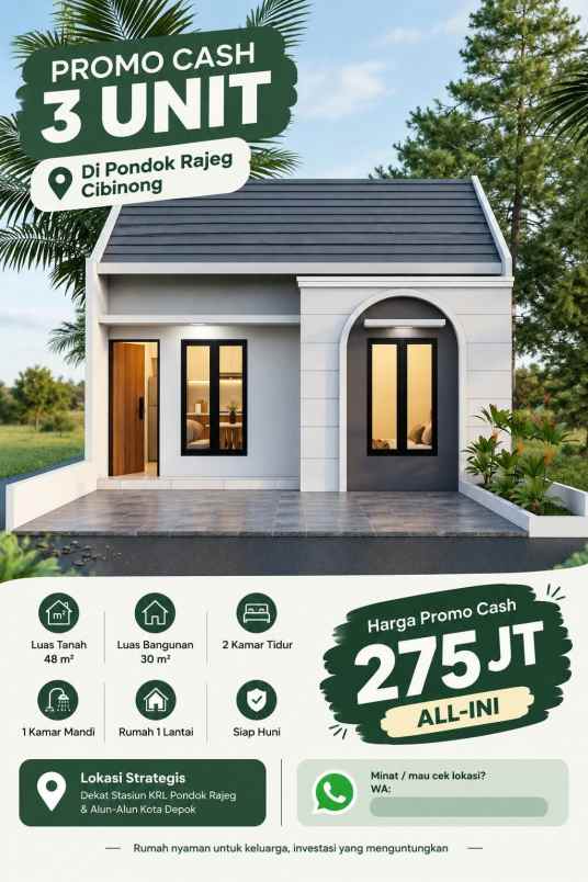 rumah murah cash 275juta promo dalan cluster