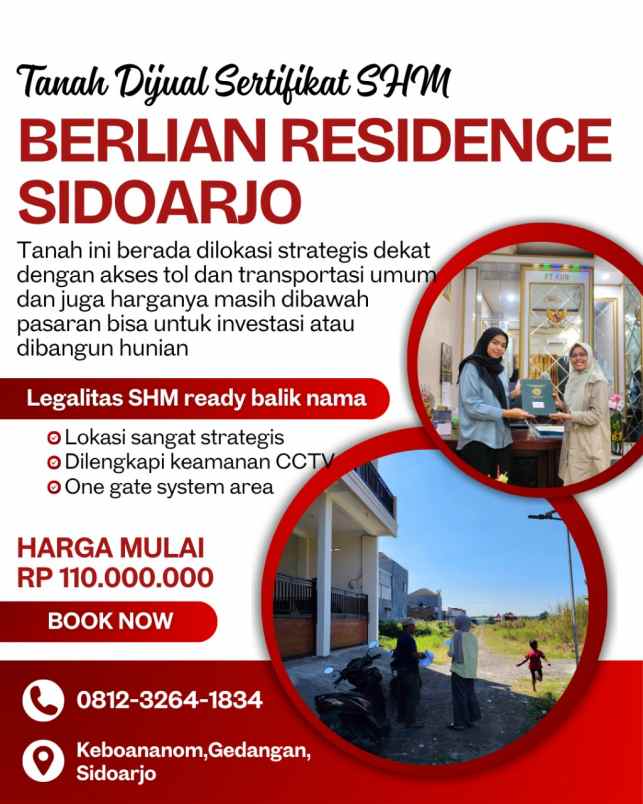 tanah di gedangan sidoarjo lokasi strategis harga nego