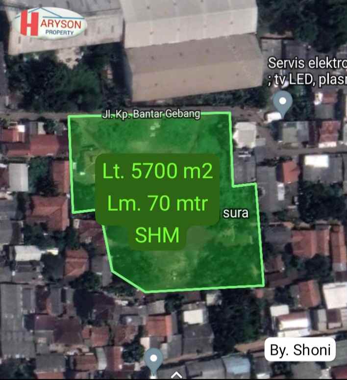 tanah komersil 5700 m2 kota bekasi