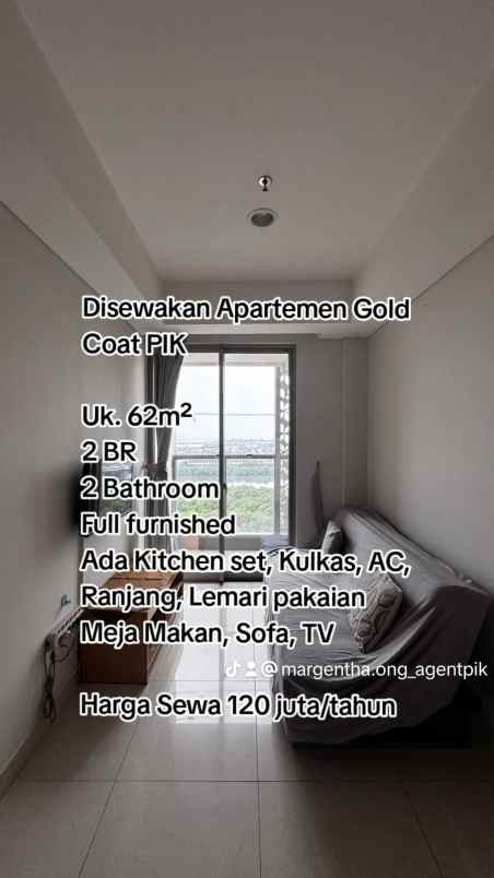 apartemen gold coat pik full furnished