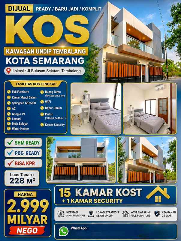 dijual kost baru jadi di bulusan selatan semarang