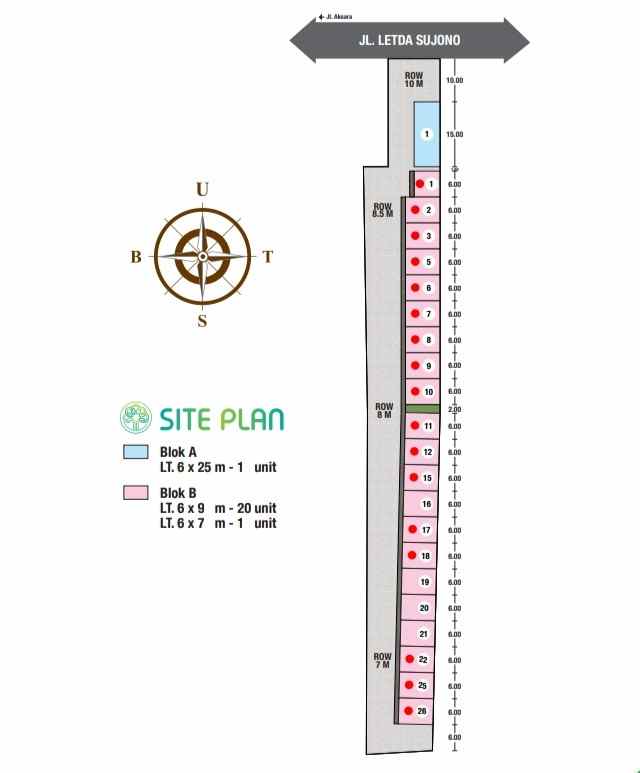 dijual ruko gudang kantor jalan letda sujono aksara