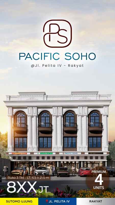 dijual ruko gudang kantor pasific soho jalan pelita