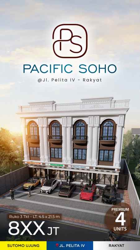 dijual ruko gudang kantor pasific soho jalan pelita