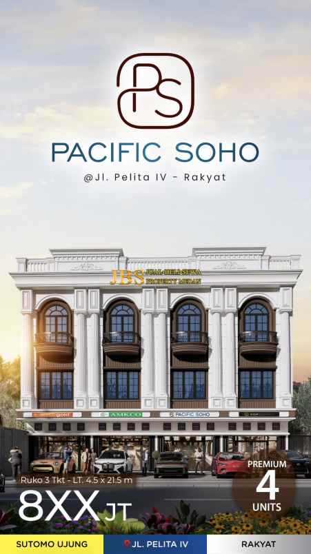 dijual ruko gudang kantor pasific soho jl pelita 4