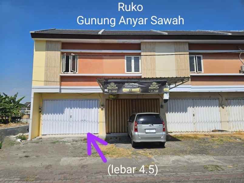 dijual ruko gudang kantor raya gunung anyar sawah