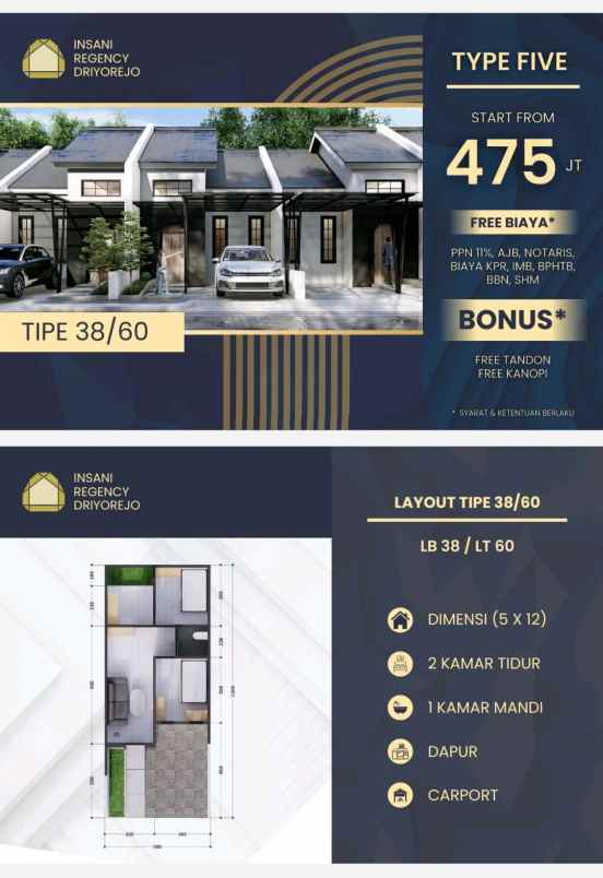 dijual rumah 400 jutaan di insani regency driyorejo