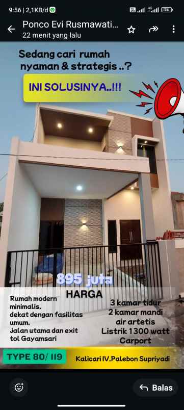 dijual rumah area supriyadi semarang