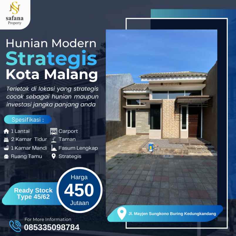 dijual rumah buring kedungkandang