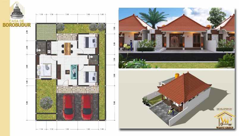 dijual rumah cantik desain etnik dekat candi borobudur