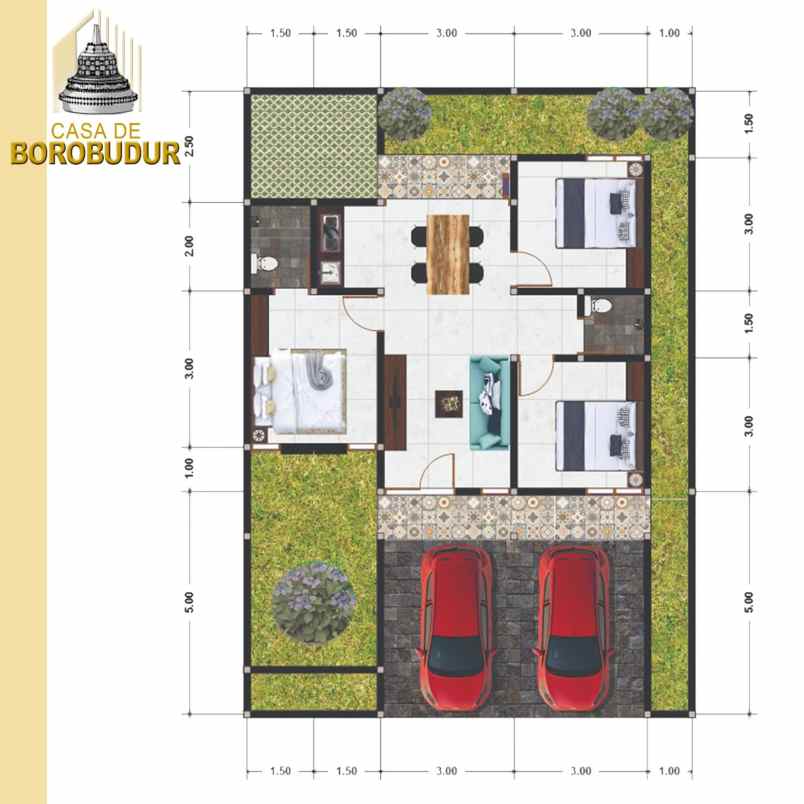 dijual rumah cantik desain etnik dekat candi borobudur