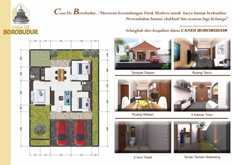 dijual rumah cantik desain etnik dekat candi borobudur