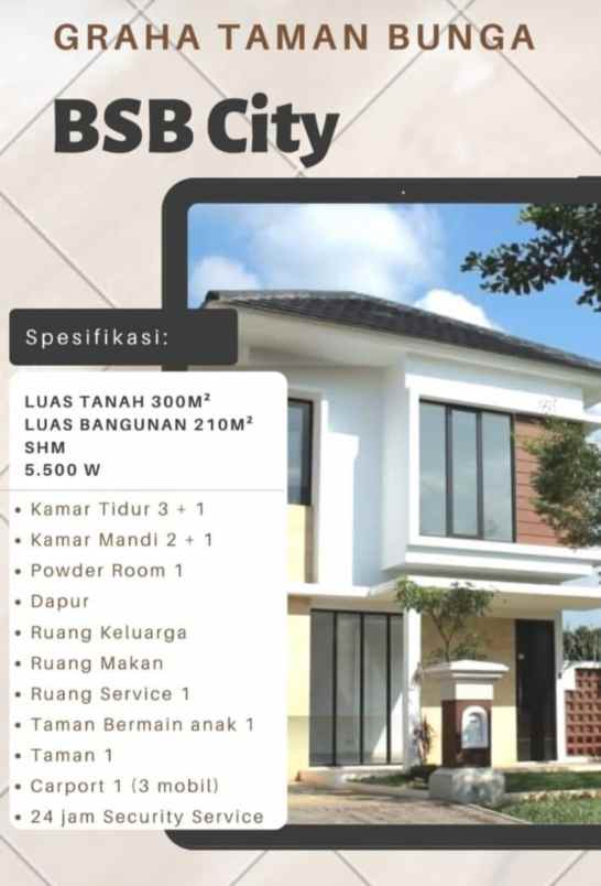dijual rumah di graha taman bunga bsb city semarang