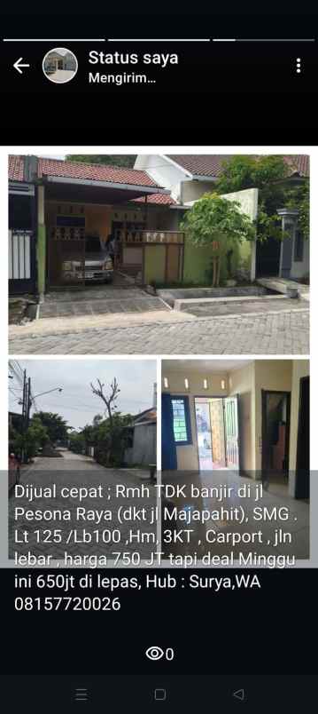 dijual rumah di pesona raya pedurungan semarang