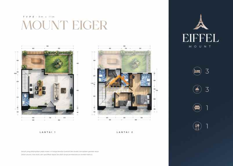 dijual rumah eiffel mount jalan kebun bunga