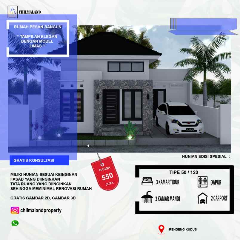 dijual rumah elegan model limas di rendeng kudus