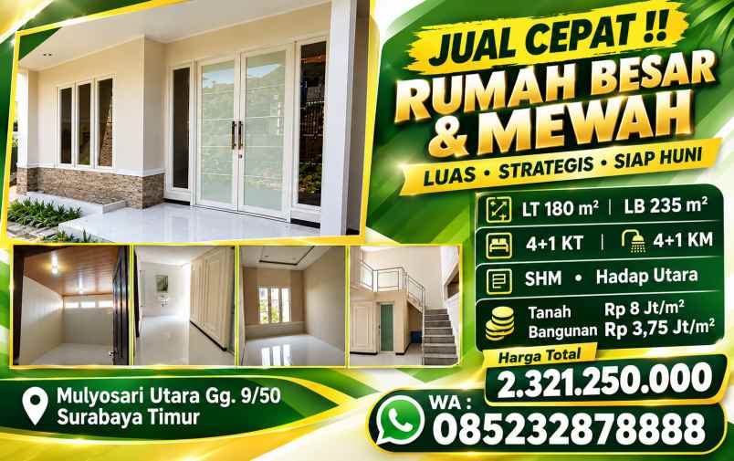 dijual rumah jl mulyosari utara gg 9 no