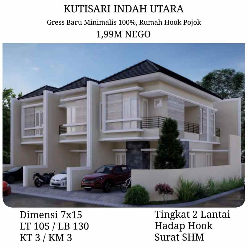 dijual rumah kutisari indah utara