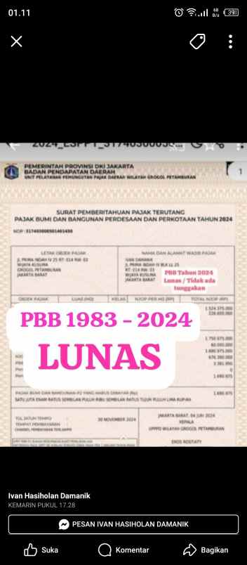 dijual rumah perumahan prima indah