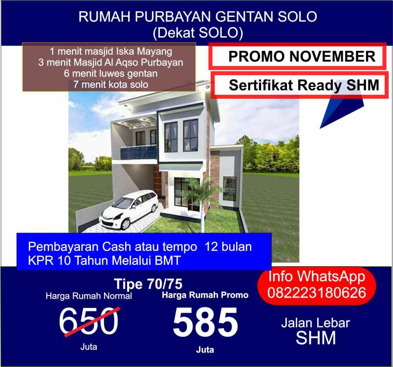 dijual rumah purbayan gentan baki