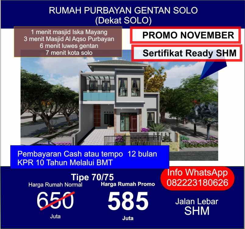 dijual rumah purbayan gentan baki