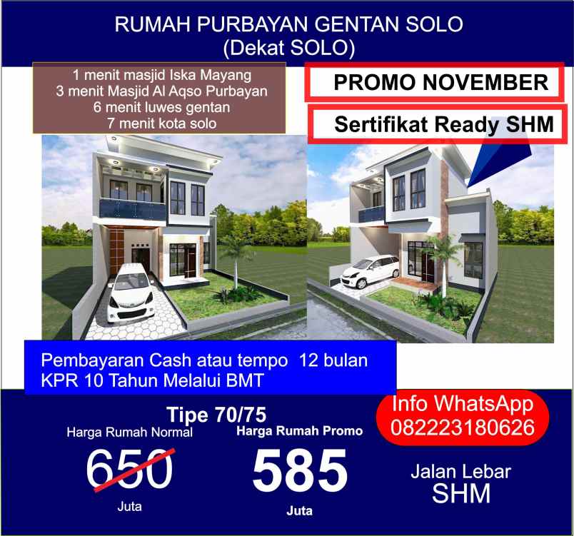 dijual rumah purbayan gentan baki