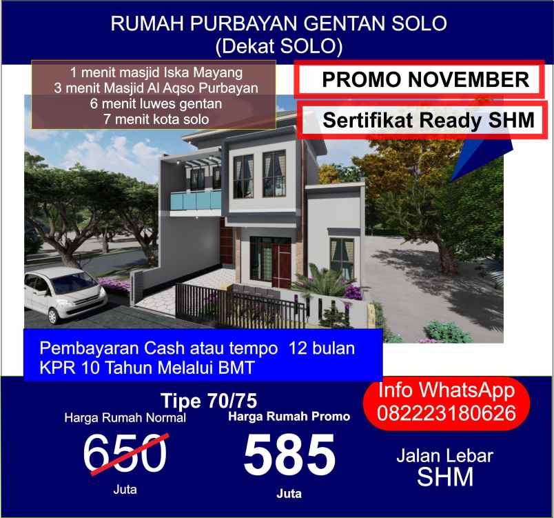 dijual rumah purbayan gentan baki