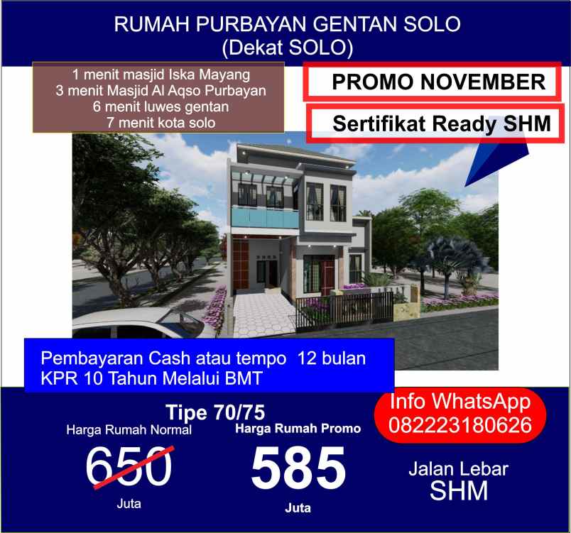 dijual rumah purbayan gentan baki